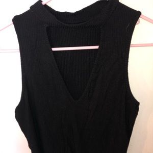 Black Crop Top with Cut-out
